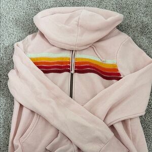 Aviator Nation Pink Hoodie with Colorful Stripes